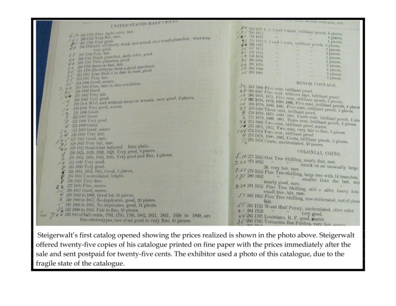 Steigerwalt Catalog Image of an open auction catalog for Charles T Steigerwalt